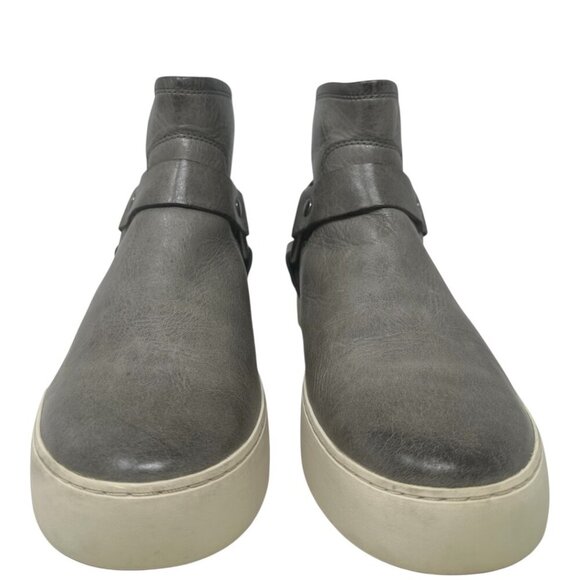 Frye Lena Harness Grey Distressed Leather Platform Bootie 8.5 Equestrian Comfort - Picture 3 of 13
